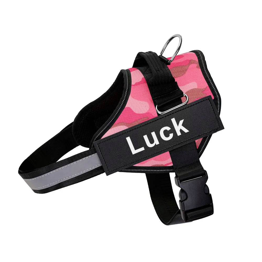 Customised Reflective Adjustable Dog Harness No Pull Breathable Pet Vest With ID Patch