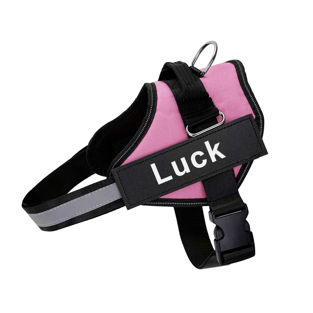Customised Reflective Adjustable Dog Harness No Pull Breathable Pet Vest With ID Patch