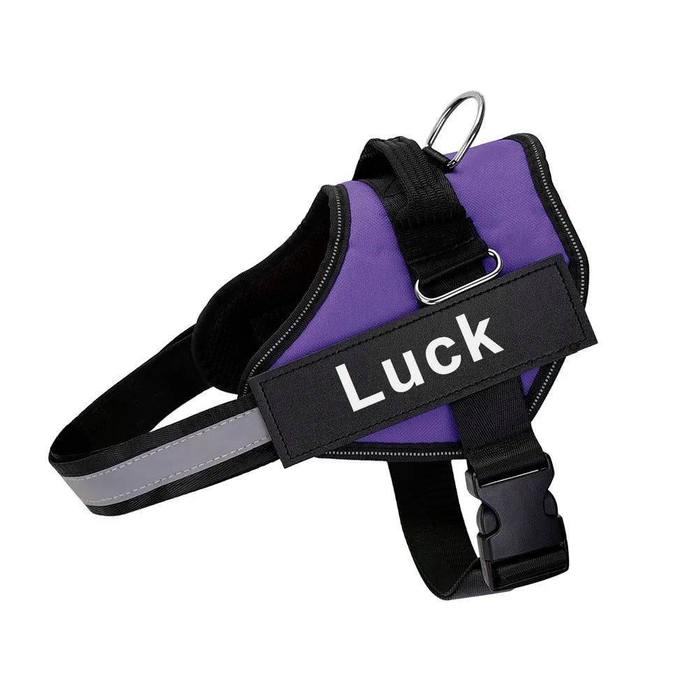Customised Reflective Adjustable Dog Harness No Pull Breathable Pet Vest With ID Patch