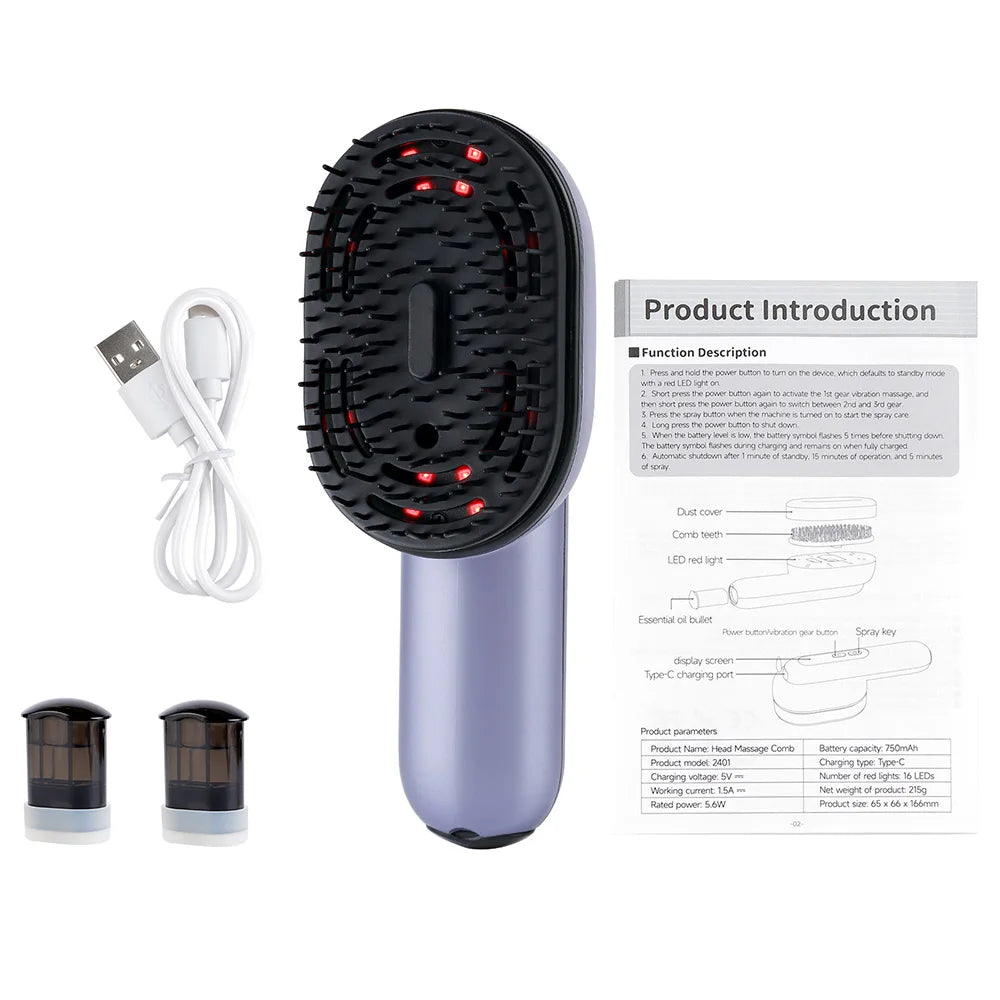 Innovative Hair Care Spray Comb With Vibrating Scalp Massager And Atomizing Applicator
