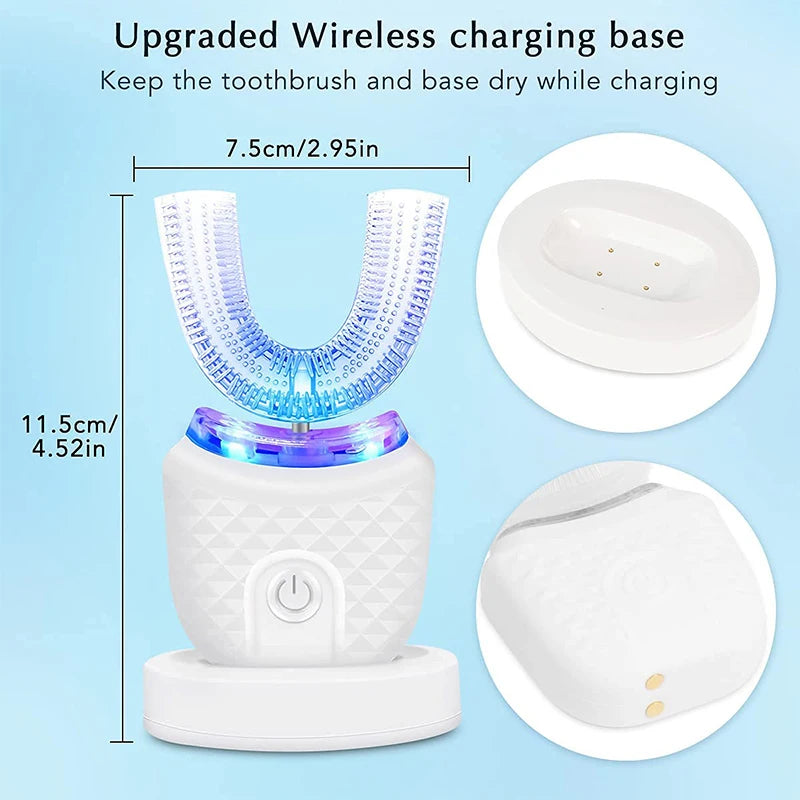 U Shaped Automatic 360 Degrees Ultrasonic Toothbrush Whitening Silicone