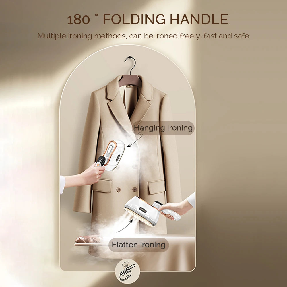 Steam Iron For Clothes Portable Handheld 1200W With Fast Heating And Folding Handle