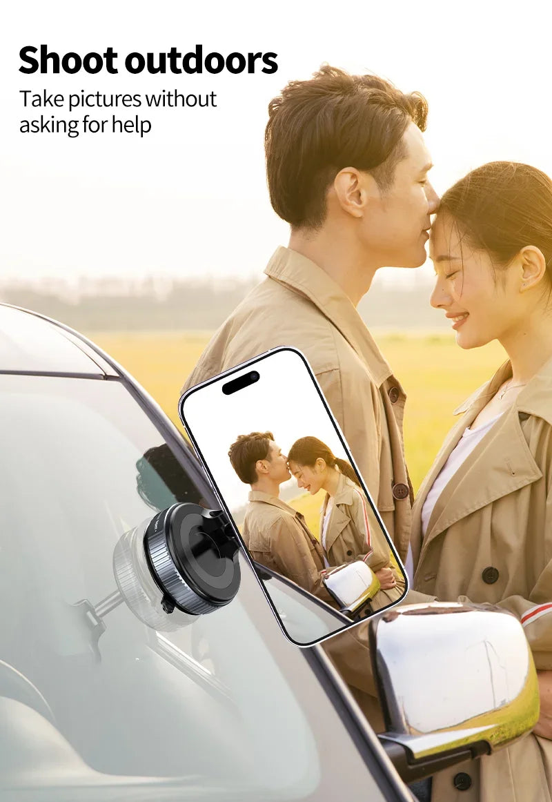 Magnetic Car Phone Holder 360 Rotation Vacuum Mount Foldable Strong Suction