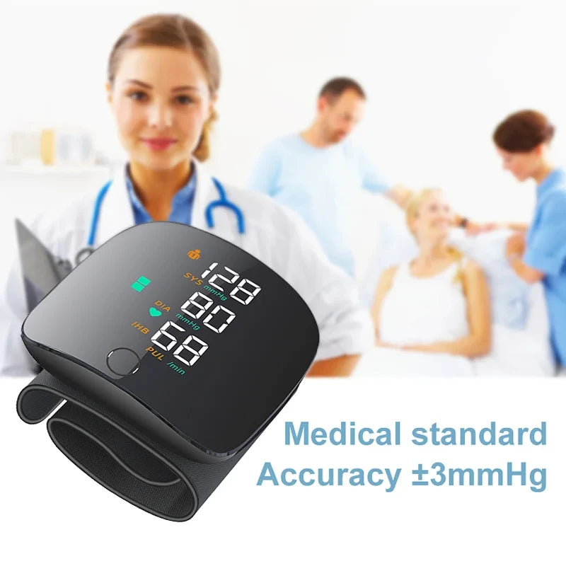 Wrist Blood Pressure Monitor With Voice Function USB Rechargeable And Heart Rate