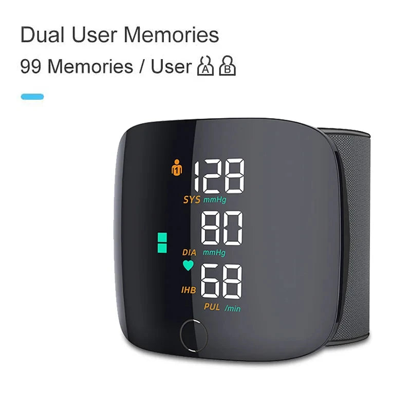Wrist Blood Pressure Monitor With Voice Function USB Rechargeable And Heart Rate