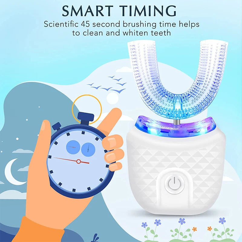 U Shaped Automatic 360 Degrees Ultrasonic Toothbrush Whitening Silicone