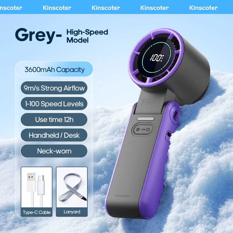 Mini Portable Turbo Fan Rechargeable 3600mAh High Speed Handheld Cooler