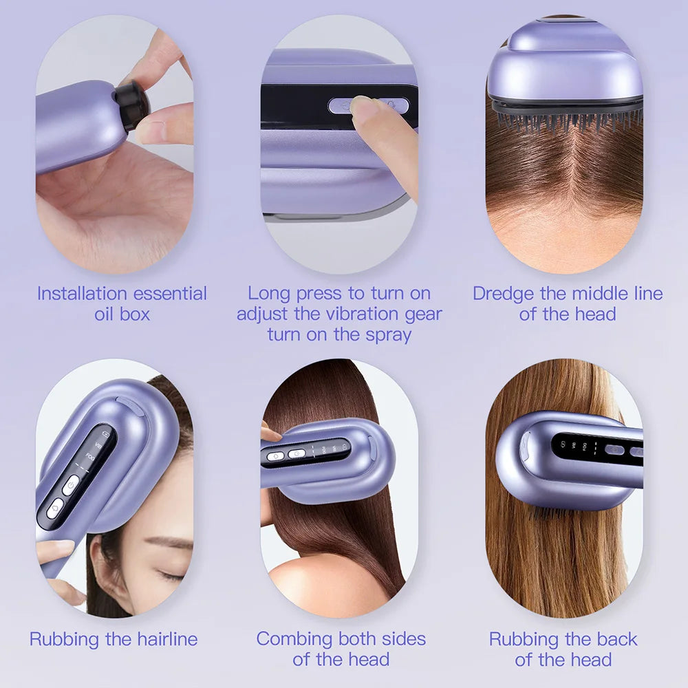 Innovative Hair Care Spray Comb With Vibrating Scalp Massager And Atomizing Applicator