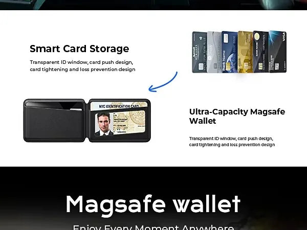 Luxury Leather Magnetic Card Wallet Case For iPhone With Magsafe Compatibility