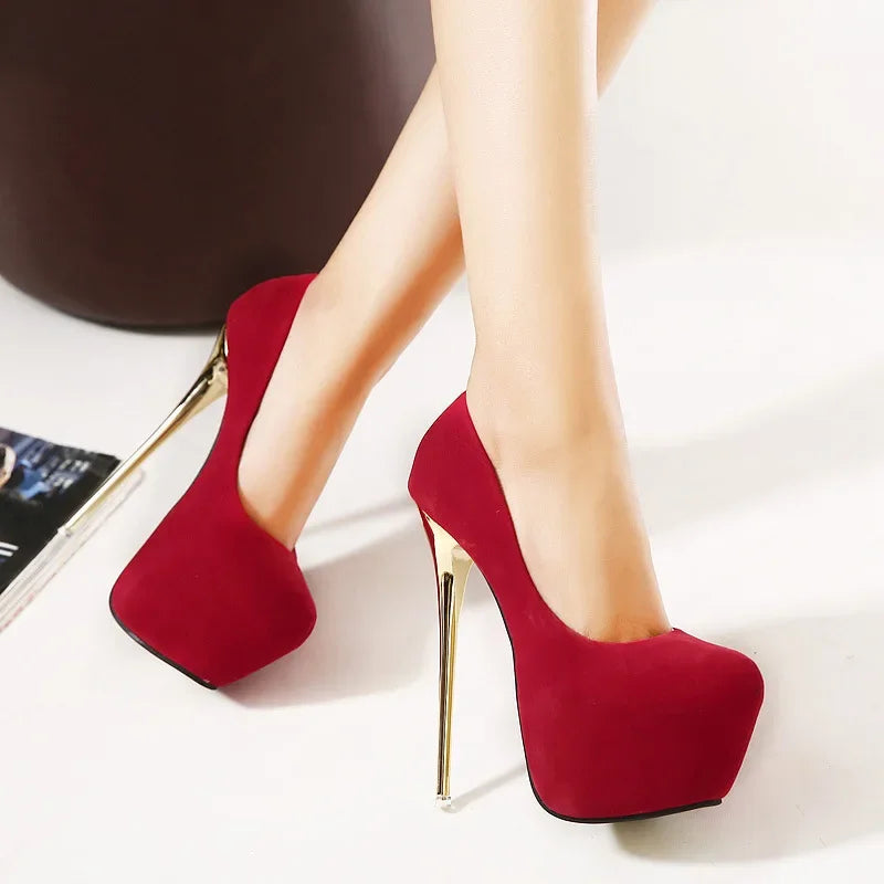 Fashionable Waterproof Women Shoes Ultra High Heel Microfiber Spring Autumn