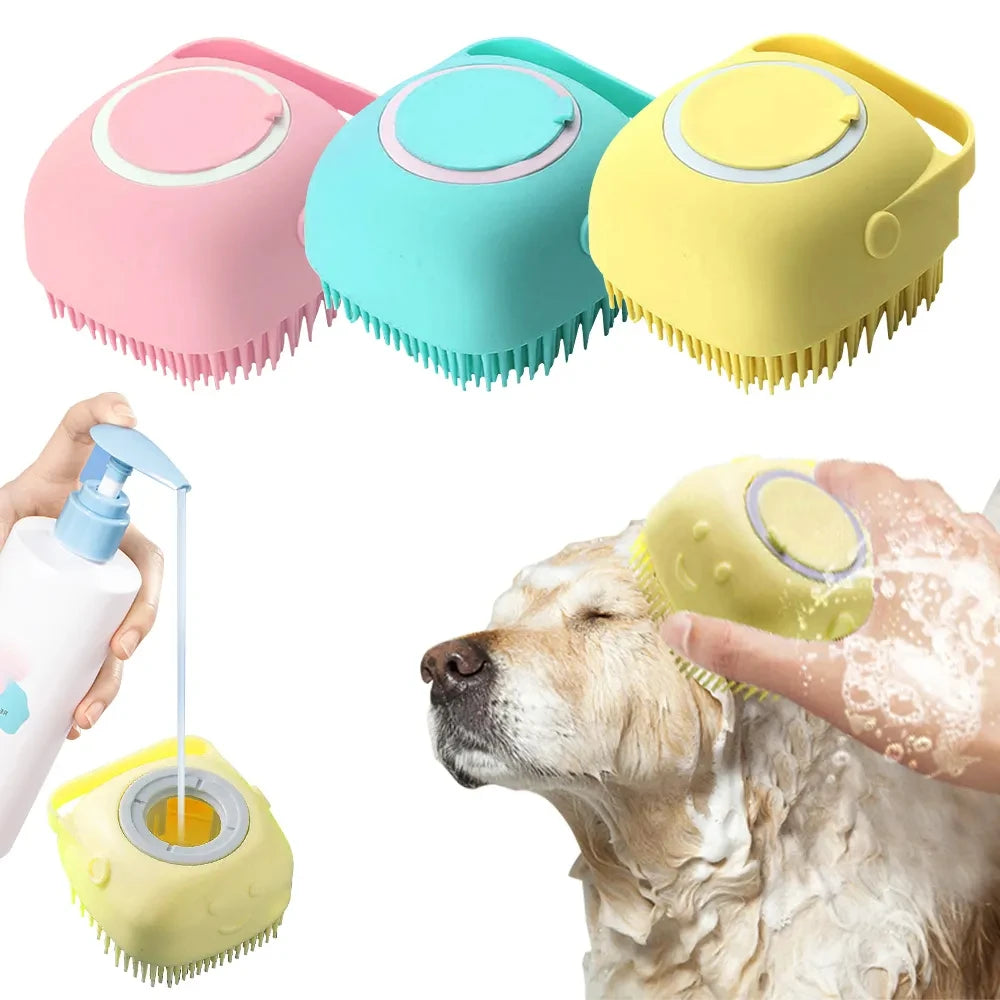 Soft Rubber Dog And Cat Massage Brush For Bathing Grooming And Fur Removal