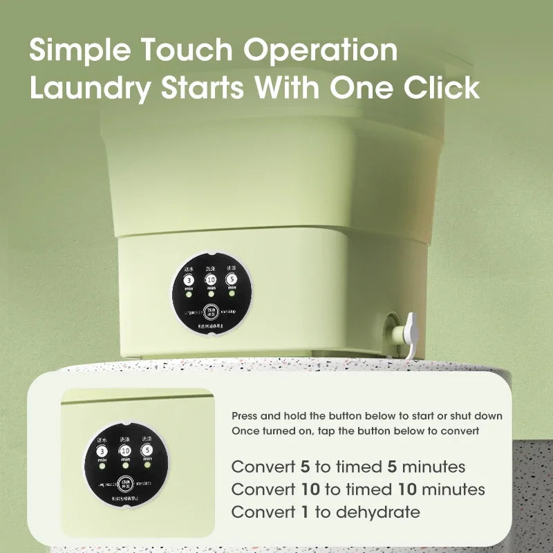 Mini Folding Washing Machine Portable Dryer Travel Laundry