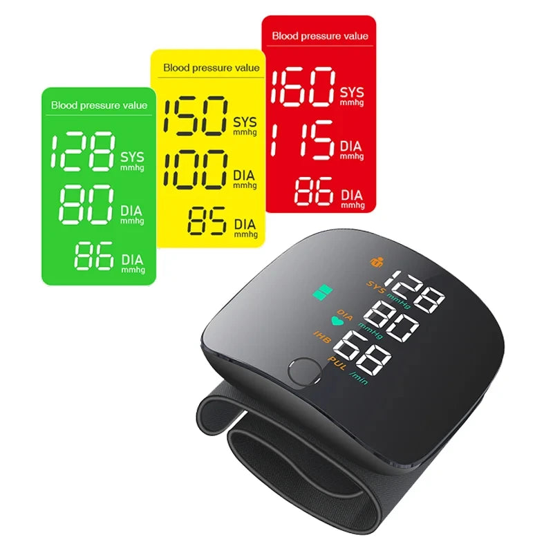 Wrist Blood Pressure Monitor With Voice Function USB Rechargeable And Heart Rate