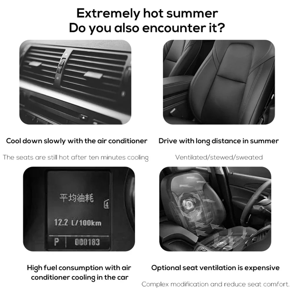 Portable Car Rear Seat Cooling Fan 3 Speeds USB Adjustable Airflow for Hot Weather