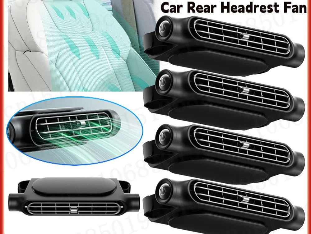 Portable Car Rear Seat Cooling Fan 3 Speeds USB Adjustable Airflow for Hot Weather