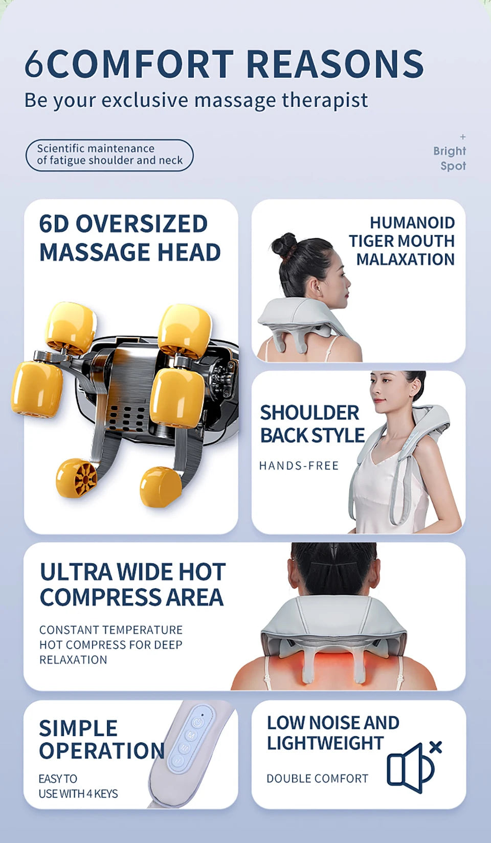 Multifunctional Neck And Shoulder Massager Electric Shiatsu Infrared Therapy
