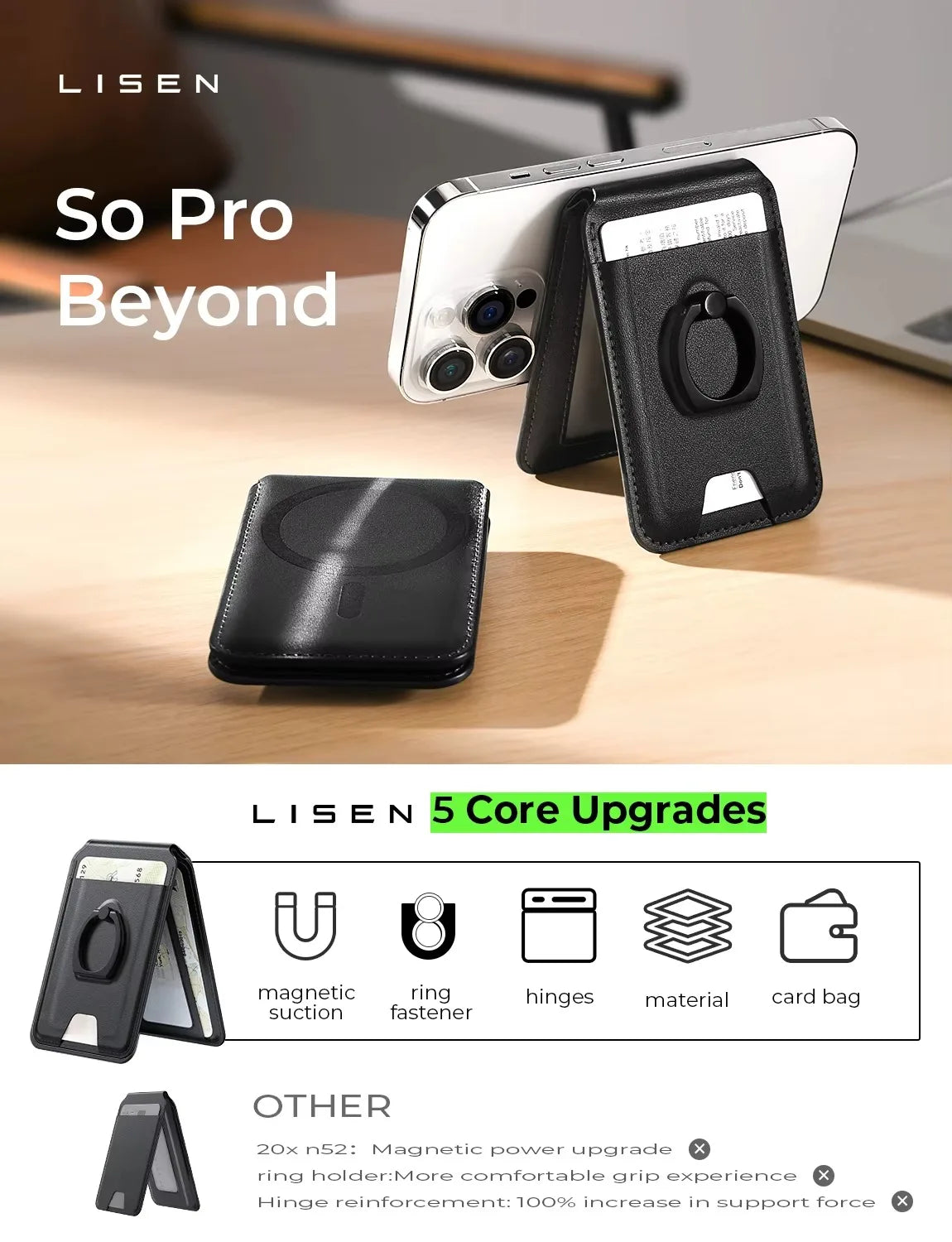 Luxury Leather Magnetic Card Wallet Case For iPhone With Magsafe Compatibility
