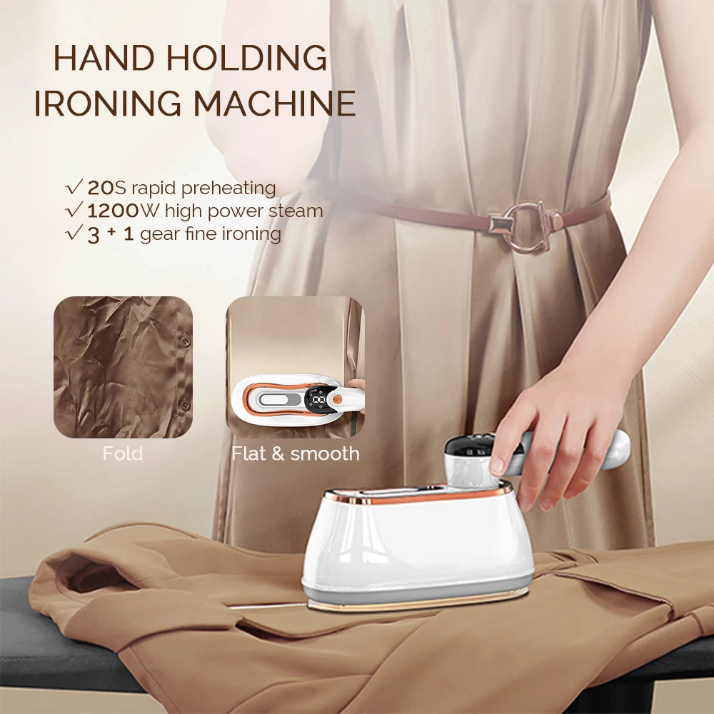 Steam Iron For Clothes Portable Handheld 1200W With Fast Heating And Folding Handle