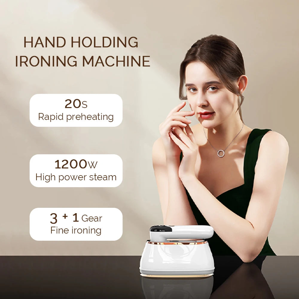 Steam Iron For Clothes Portable Handheld 1200W With Fast Heating And Folding Handle