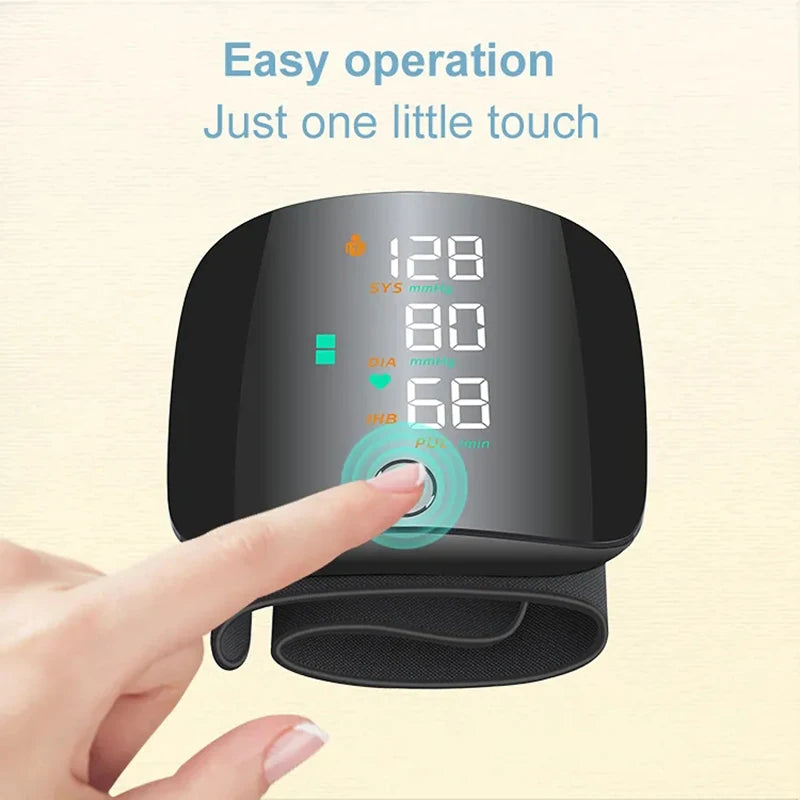 Wrist Blood Pressure Monitor With Voice Function USB Rechargeable And Heart Rate
