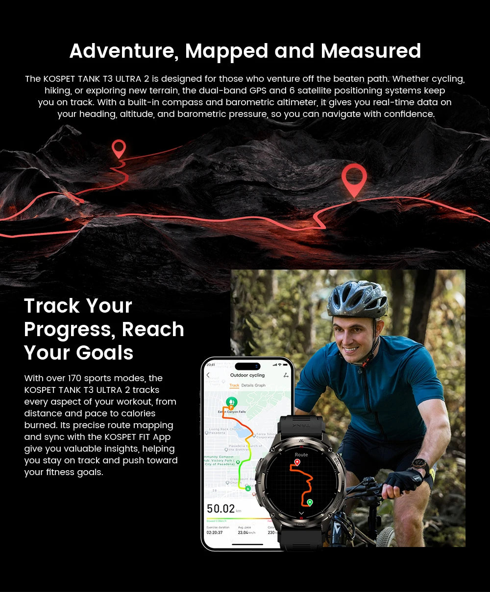 KOSPET TANK T3 Ultra 2 GPS Smartwatch | 60 Tage Akku, AMOLED, 5ATM, IP69K