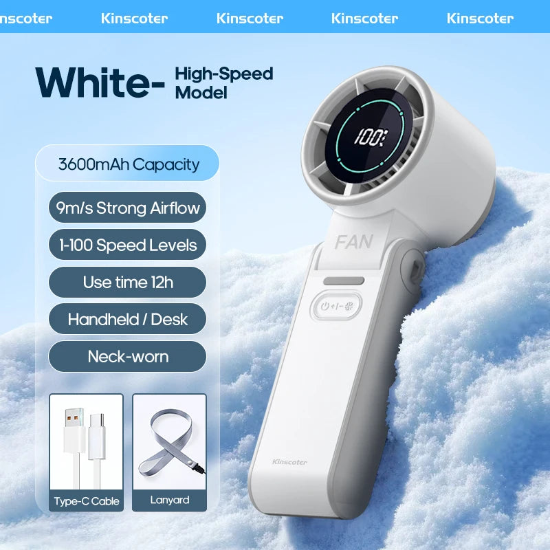 Mini Portable Turbo Fan Rechargeable 3600mAh High Speed Handheld Cooler