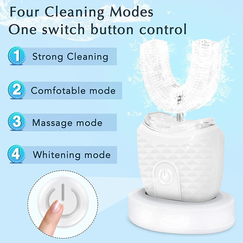 U Shaped Automatic 360 Degrees Ultrasonic Toothbrush Whitening Silicone