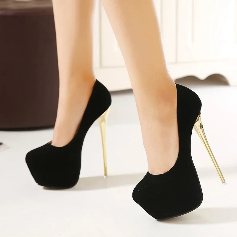 Fashionable Waterproof Women Shoes Ultra High Heel Microfiber Spring Autumn