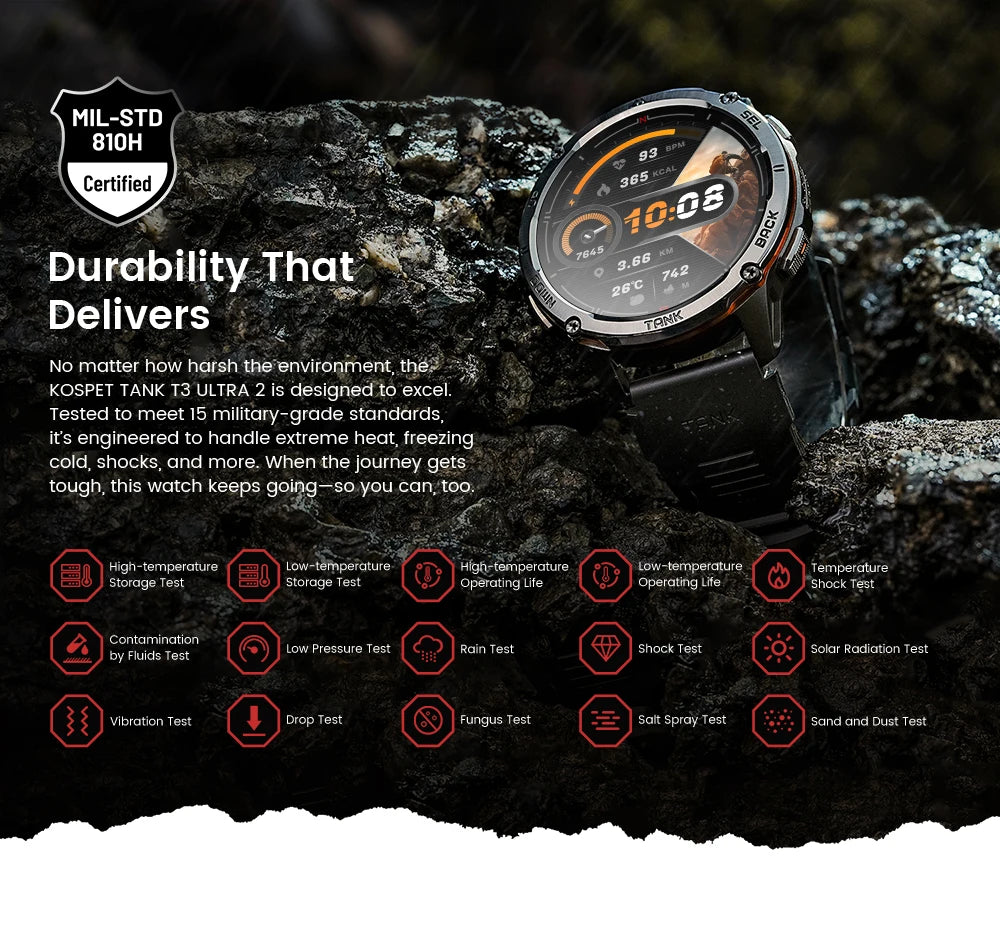 KOSPET TANK T3 Ultra 2 GPS Smartwatch | 60 Tage Akku, AMOLED, 5ATM, IP69K