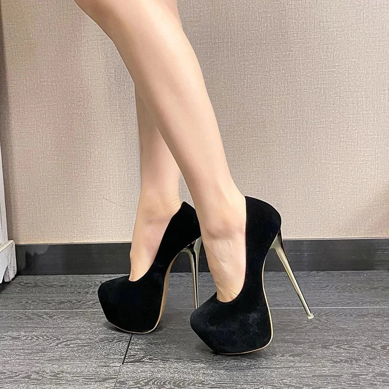 Fashionable Waterproof Women Shoes Ultra High Heel Microfiber Spring Autumn