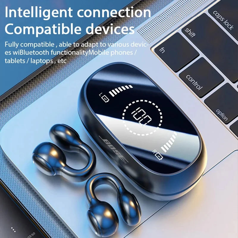 Wireless Bluetooth Earbuds With Noise Reduction Bone Conduction Mic For Sport Use