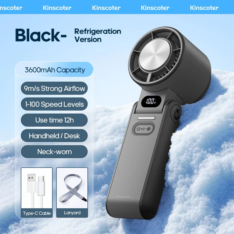 Mini Portable Turbo Fan Rechargeable 3600mAh High Speed Handheld Cooler