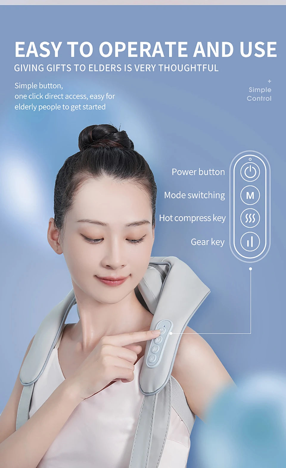 Multifunctional Neck And Shoulder Massager Electric Shiatsu Infrared Therapy