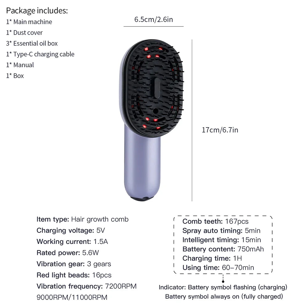 Innovative Hair Care Spray Comb With Vibrating Scalp Massager And Atomizing Applicator