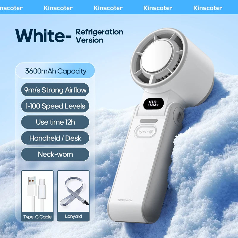 Mini Portable Turbo Fan Rechargeable 3600mAh High Speed Handheld Cooler