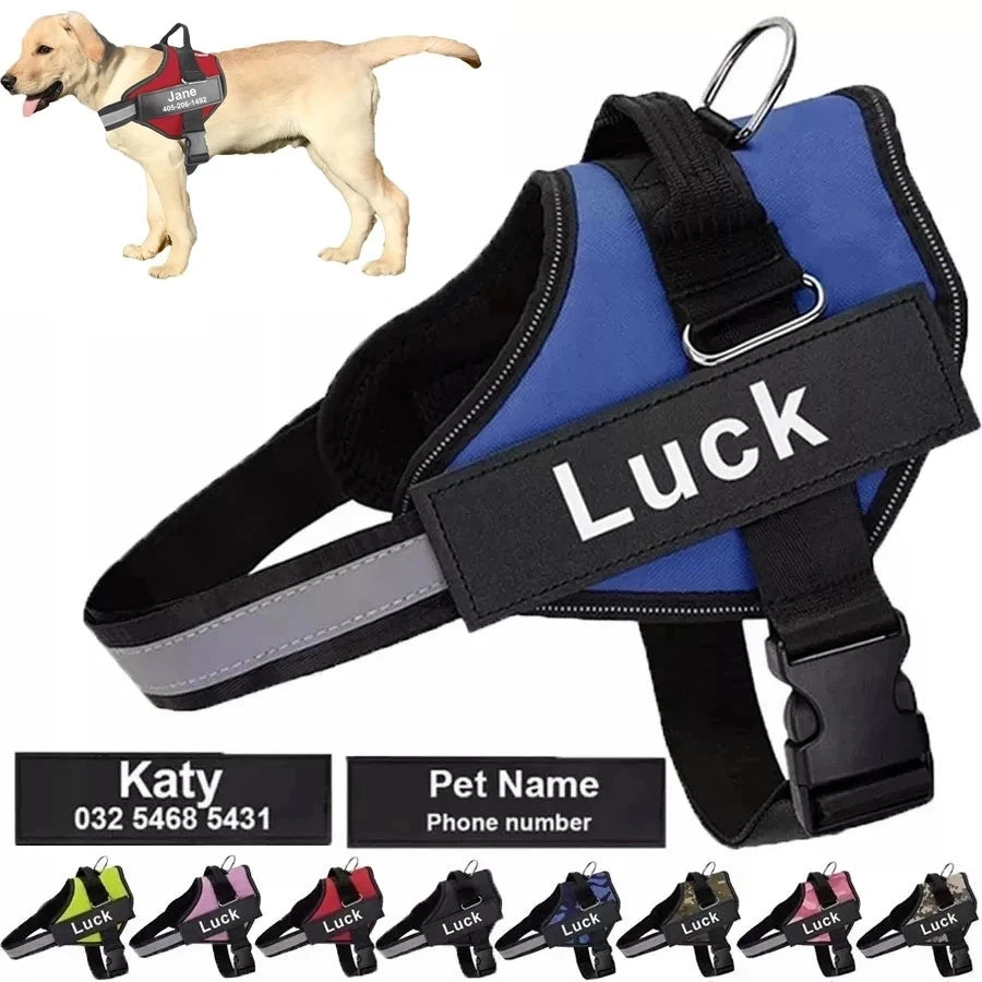 Customised Reflective Adjustable Dog Harness No Pull Breathable Pet Vest With ID Patch