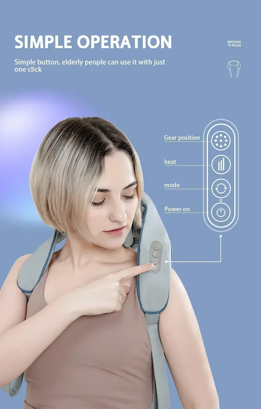 New Portable Mini Shiatsu Massage Shawl For Trapezius Muscle Relaxation